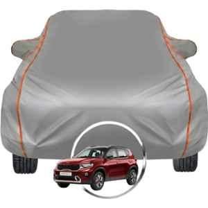 Allextreme Polyester Grey Piping Car Cover with Triple Stitched Reflective Piping for Kia Sonet Fits All Model & Year, SONET-KIA-COV-BLK
