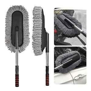 Kingsway Microfibre Black Multipurpose Telescopic Duster Brush with Removable Handle for Car, Home & Office