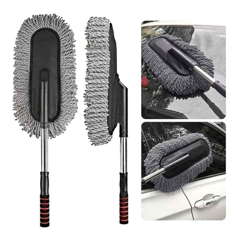 Kingsway Microfibre Black Multipurpose Telescopic Duster Brush with Removable Handle for Car, Home & Office