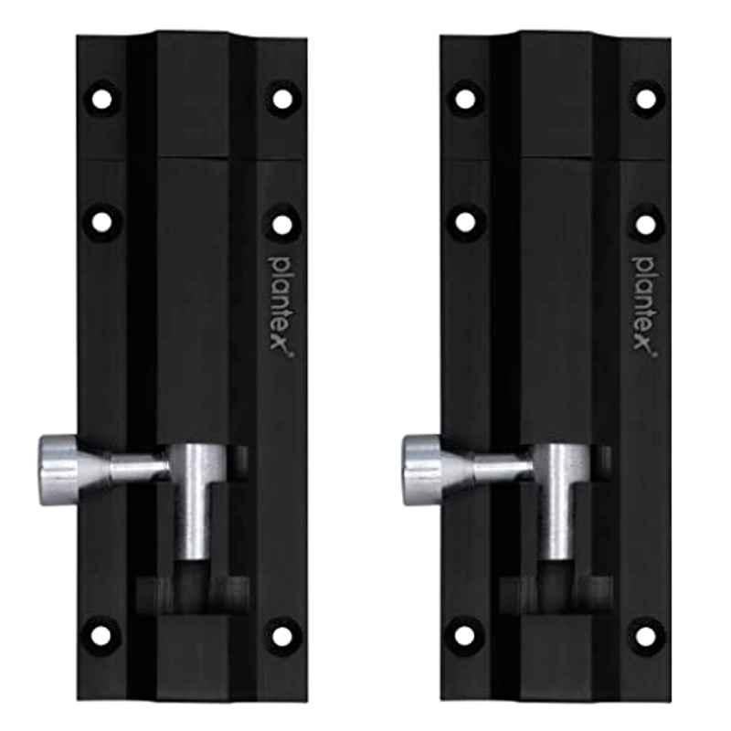 Plantex Stainless Steel Tower Bolt/Tower Bolt for Home, Offices Doors and Windows/Tower Bolt for Main Door/Door Latch/Kundi/Chitakini/Door Latch for Windows - Pack of 2 (Black Finish, 4 inch)