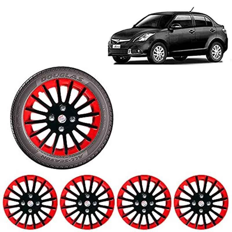 Auto Pearl 4 Pcs 14 inch Red & Black Wheel Cover Set for Maruti Suzuki Swift Dzire Type-3