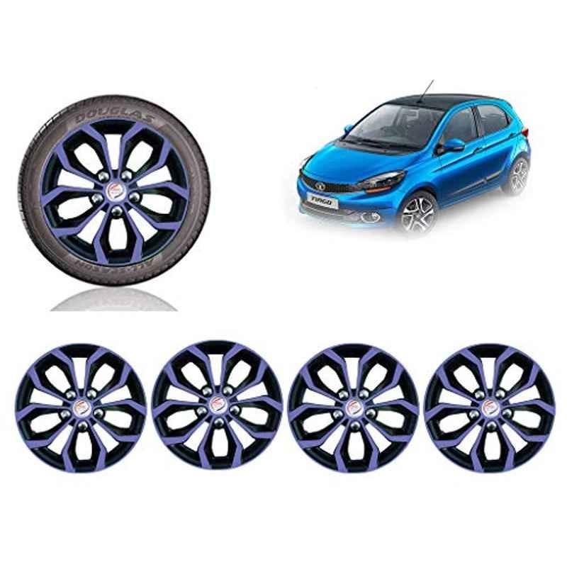 Auto Pearl 4 Pcs 14 inch Black ABS Press Type Hubcap Wheel Cover Set with Retention Ring for Tata Tiago2019XTXZ
