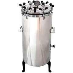 Florix Nation 40 Litre 1.5kWStainless Steel Mirror Finish Electric Vertical Autoclave with Six Wing Nut & 121deg C Sterilizer for Hospital & Lab Use, 389KU