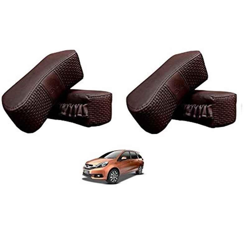 Kozdiko 4 Pcs CV Designer Cola Leatherite Neck Rest Car Cushion Pillow Set for Honda Mobilio