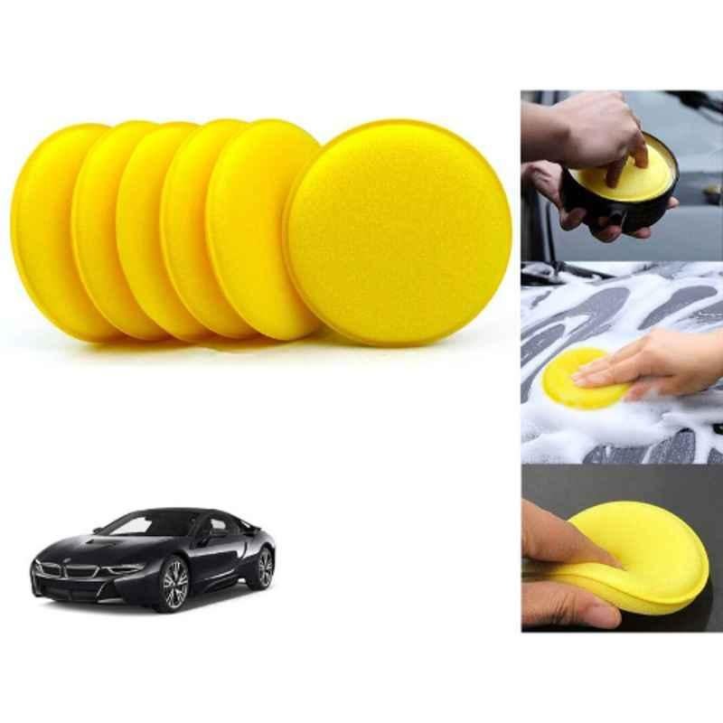 Auto Pearl Polyurethane Beige Washing & Waxing Polish Foam Sponge for i8 (Pack of 6)