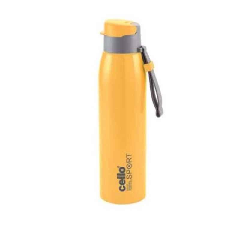 Cello Ener-G 900ml Yellow Stainless Steel Vacuum Sports Bottle, 405CSSB0502