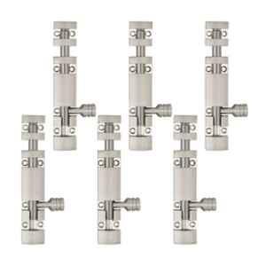 Atom 4 inch Aluminium Satin Finish Heavy Duty Joint-Less Tower Bolt, TB002-04 inch-SS-106 (Pack of 6)