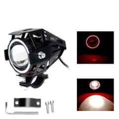 AllExtreme EXU7BR1 12W U7 Red Angel Eye Ring Red & White CREE High & Low Flashing Beam LED Fog Light