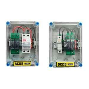 Dehmy ABS & Polycarbonate Solar DCDB & ACDB Combo for 1-6 kW Rooftop Solar Systems with 32A MCB, 600V DC SPD & 320V AC SPD