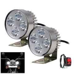 AllExtreme EX4RW2P 2 Pcs 4 LED 12W Small Round White Waterproof Fog Lamp Set