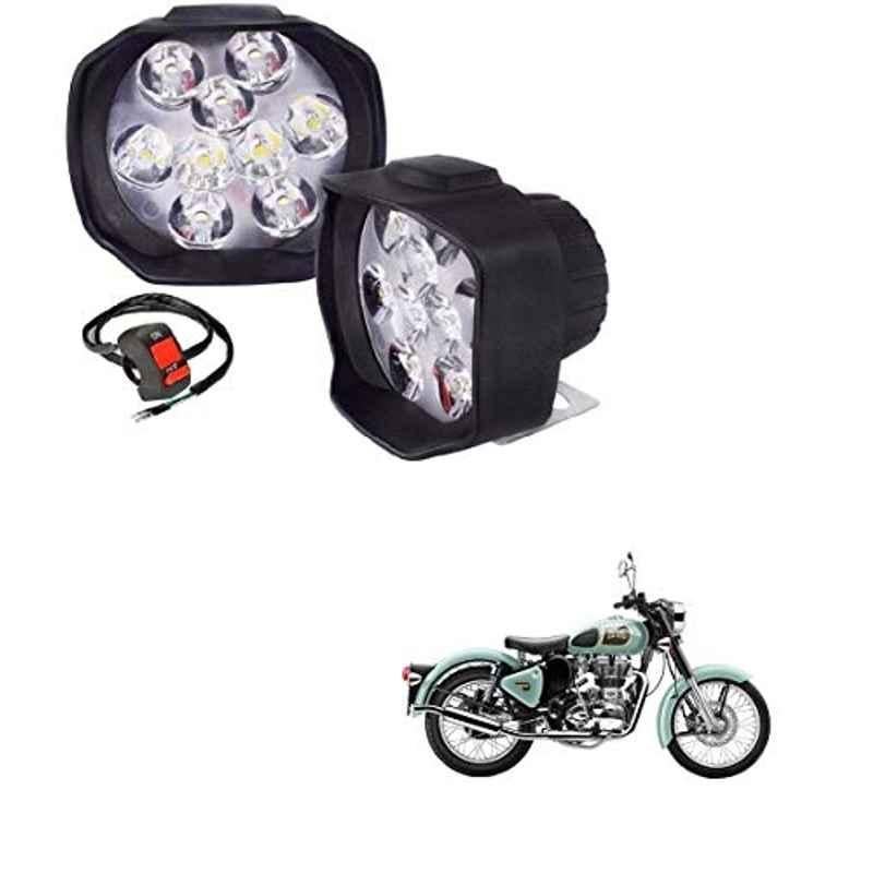 Kozdiko 2 Pcs Sheen 15W 9 LED 6000k Transformer Bumble Bee Style LED Fog Light Set for Royal Enfield Classic 350, koz_81282