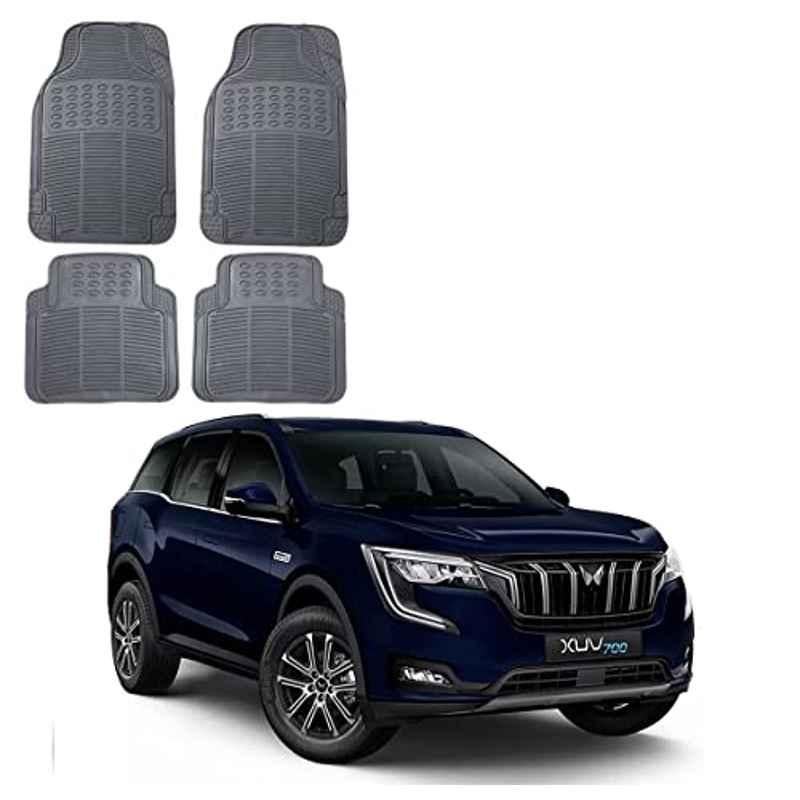Kozdiko 4 Pcs Rubber Grey Car Simple Foot Mat Set for Mahindra XUV 700