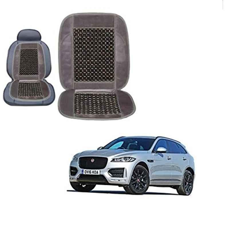 Kozdiko Wooden Bead Seat with Grey Velvet Border for Jaguar F-Pace