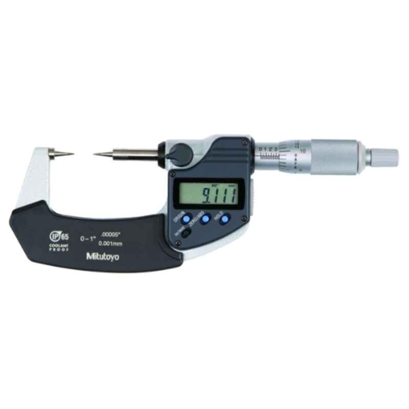 Mitutoyo 0-25.4mm Carbide Tip Point Digital Micrometer, 342-351-30