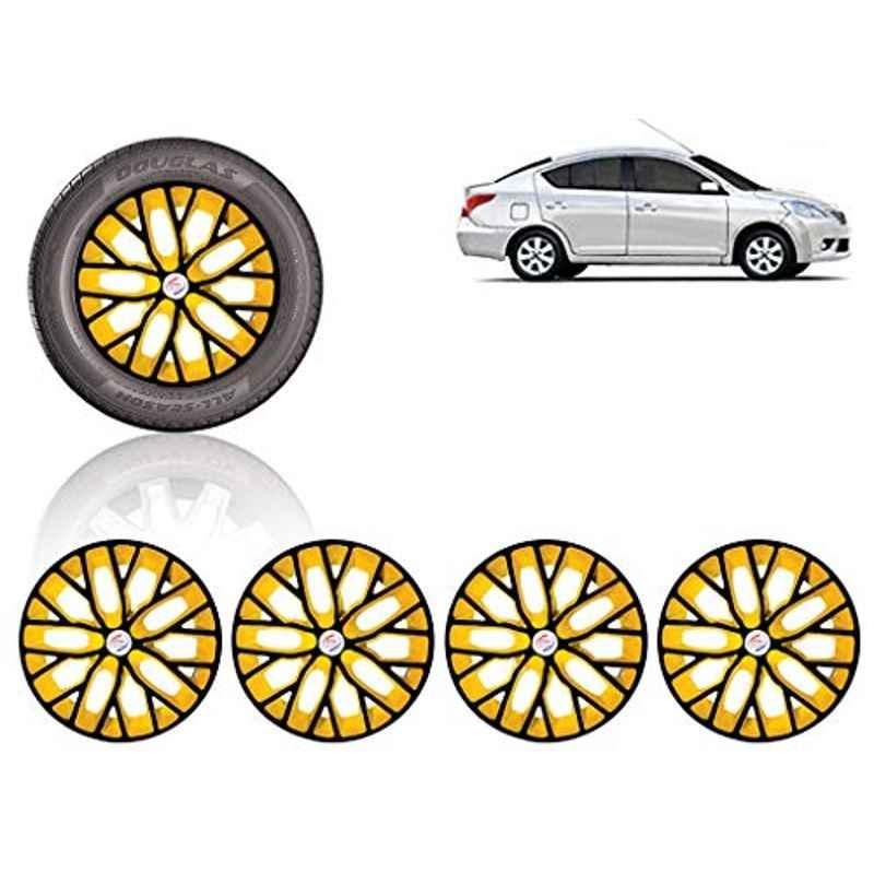 Auto Pearl 4 Pcs 14 inch ABS Black & Yellow Press Type Fitting Car Wheel Cover Set for Nissan Sunny