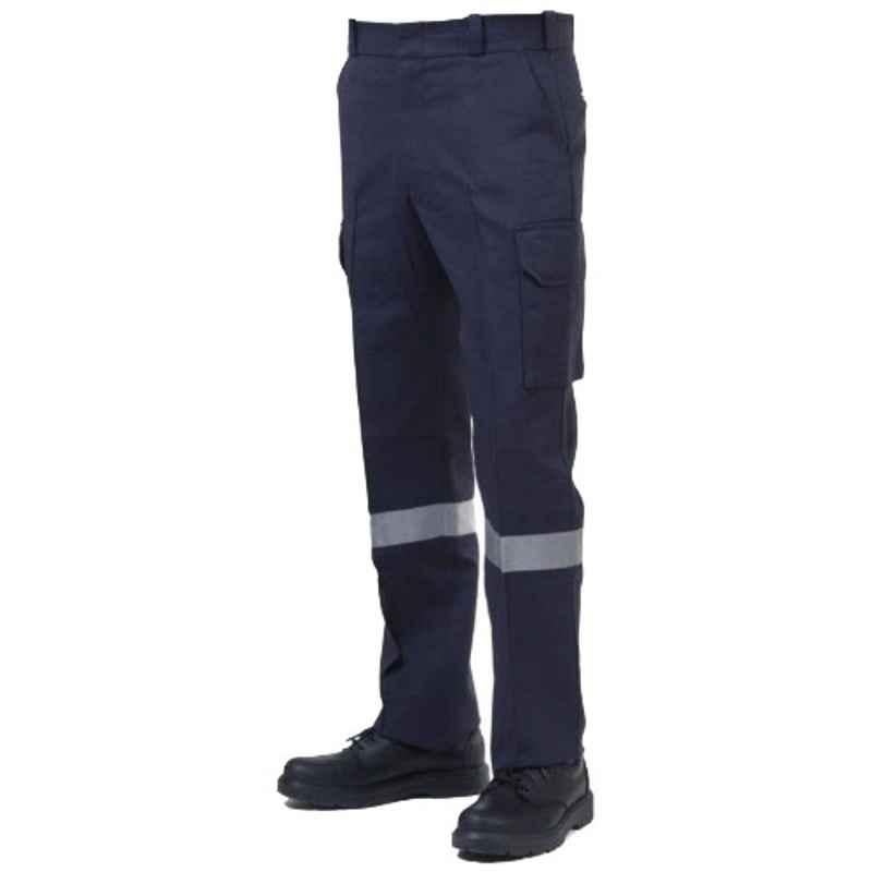 Superb Uniforms Cotton Navy High Visibility Work Trouser, SUW/N/HVWT05, Size: 34 inch