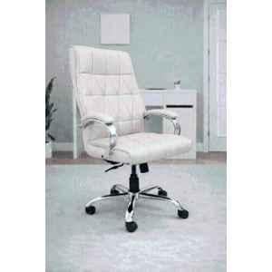 RM HOME Kevin PU Leather Medium Back Beige Executive Chair