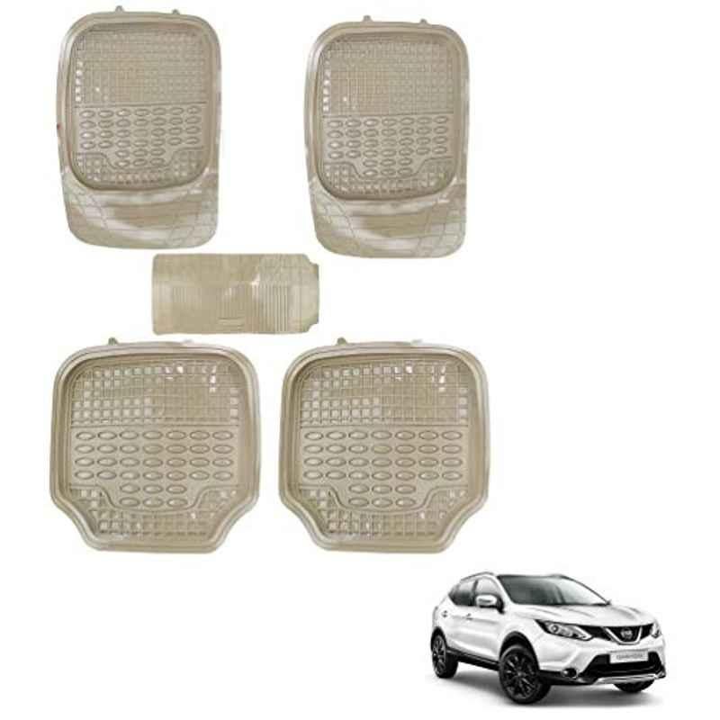 Kozdiko 5 Pcs 4G Beige Rubber & PVC Heavy Car Foot Mat Set for Nissan Qashqai, koz_81051
