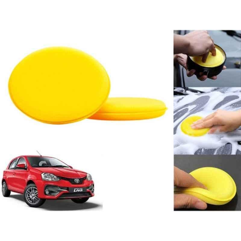 Auto Pearl Polyurethane Beige Washing & Waxing Polish Foam Sponge for LivaEtios (Pack of 2)