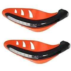 AOW Motorcycle Handguards with Led Light for 7/8 inch Grips - 300 * 140 * 110mm (Orange) for Bajaj Pulsar CS400