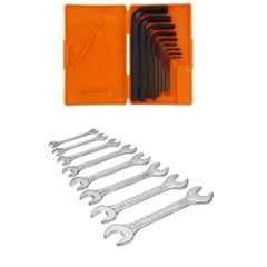 Hillgrove HGCM292M1 8 Pcs Universal Multi-Function Double Ring Spanner Set & 9 Pcs Hex Allen Key Set Combo, HGCM553