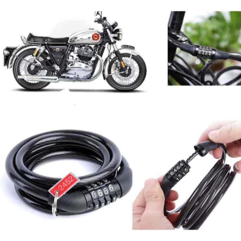 Auto Pearl PVC & Plastic Black Combination Cable Lock for Interceptor 650