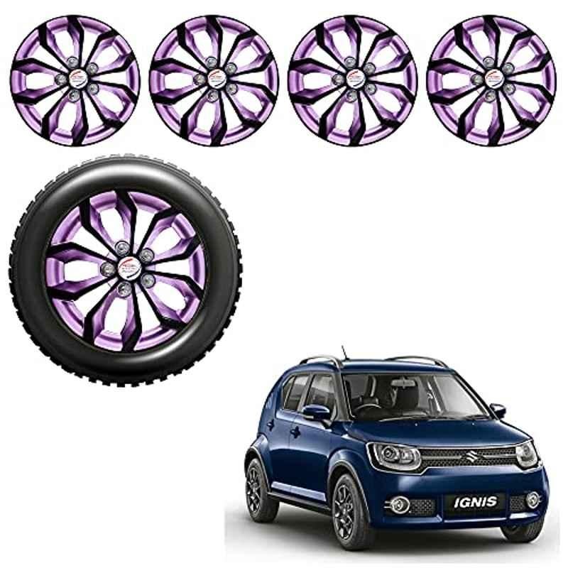 Auto Pearl 4 Pcs 15 inch ABS Black & Violet Car Wheel Cover Set for Maruti Suzuki Ignis