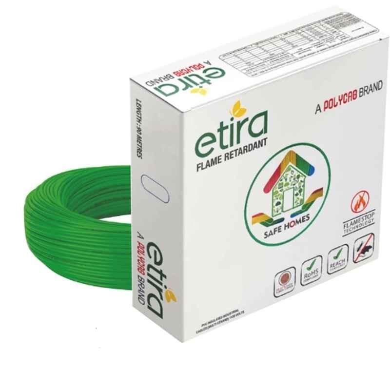Polycab Etira 2.5 Sqmm Green Single Core FR PVC Insulated Multistrand House Wire, Length: 90 m