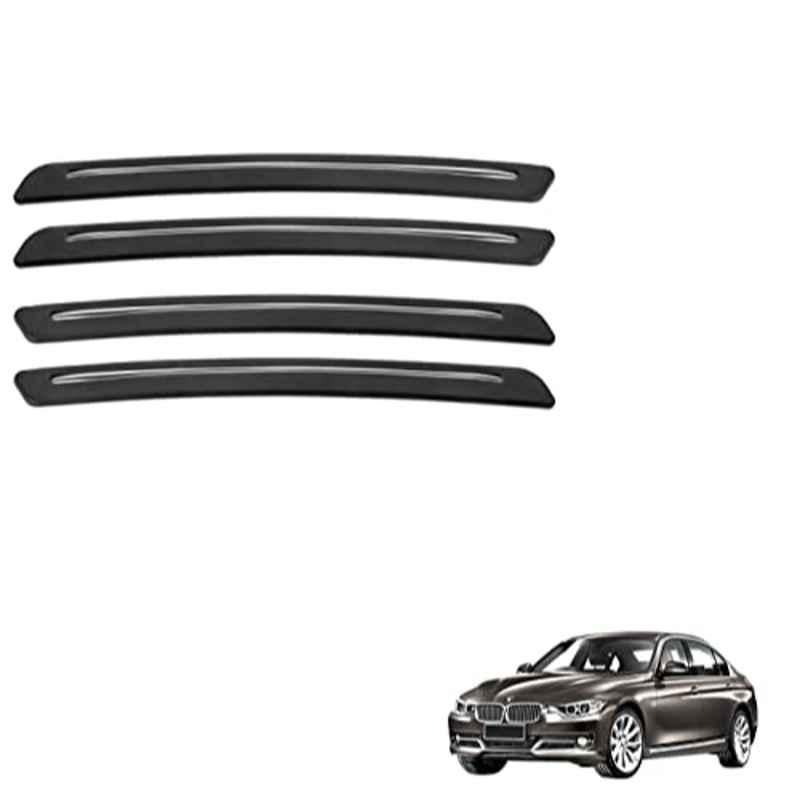 Kozdiko 4 Pcs Rubber Black Car Bumper Protector Set with Chrome Strip for BMW 3 Series