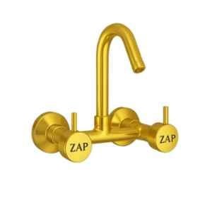 ZAP Elixir Brass Gold Chrome Finish 360 Deg Wall Mounted Kitchen Sink Mixer
