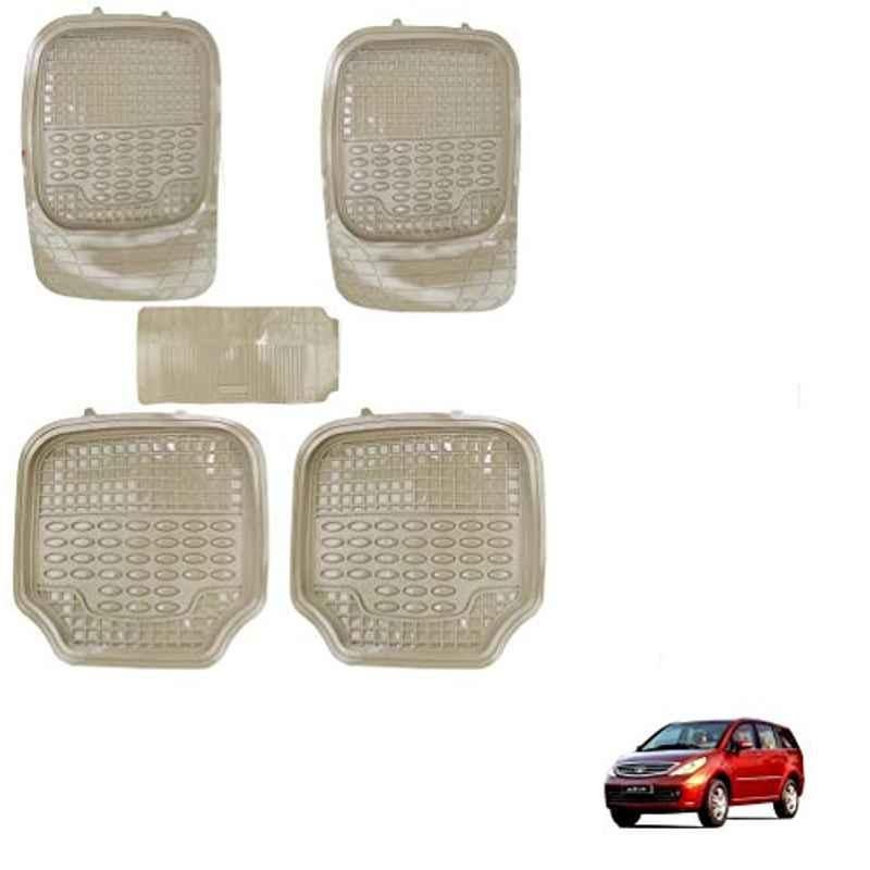 Kozdiko 5 Pcs 4G Beige Rubber & PVC Heavy Car Foot Mat Set for Tata Aria, koz_81208