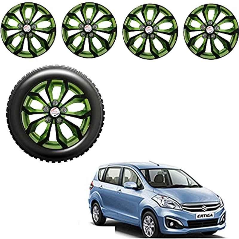 Auto Pearl 4 Pcs 15 inch ABS Black & Green Car Wheel Cover Set for Maruti Suzuki Ertiga T2