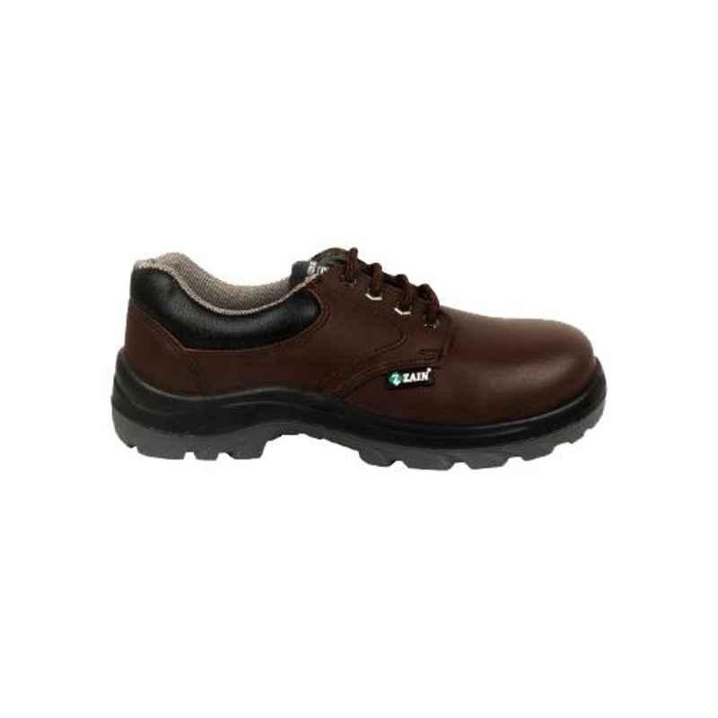 Zain ZM-05 Leather Steel Toe Dark Brown Work Safety Shoes, 82336, Size: 7