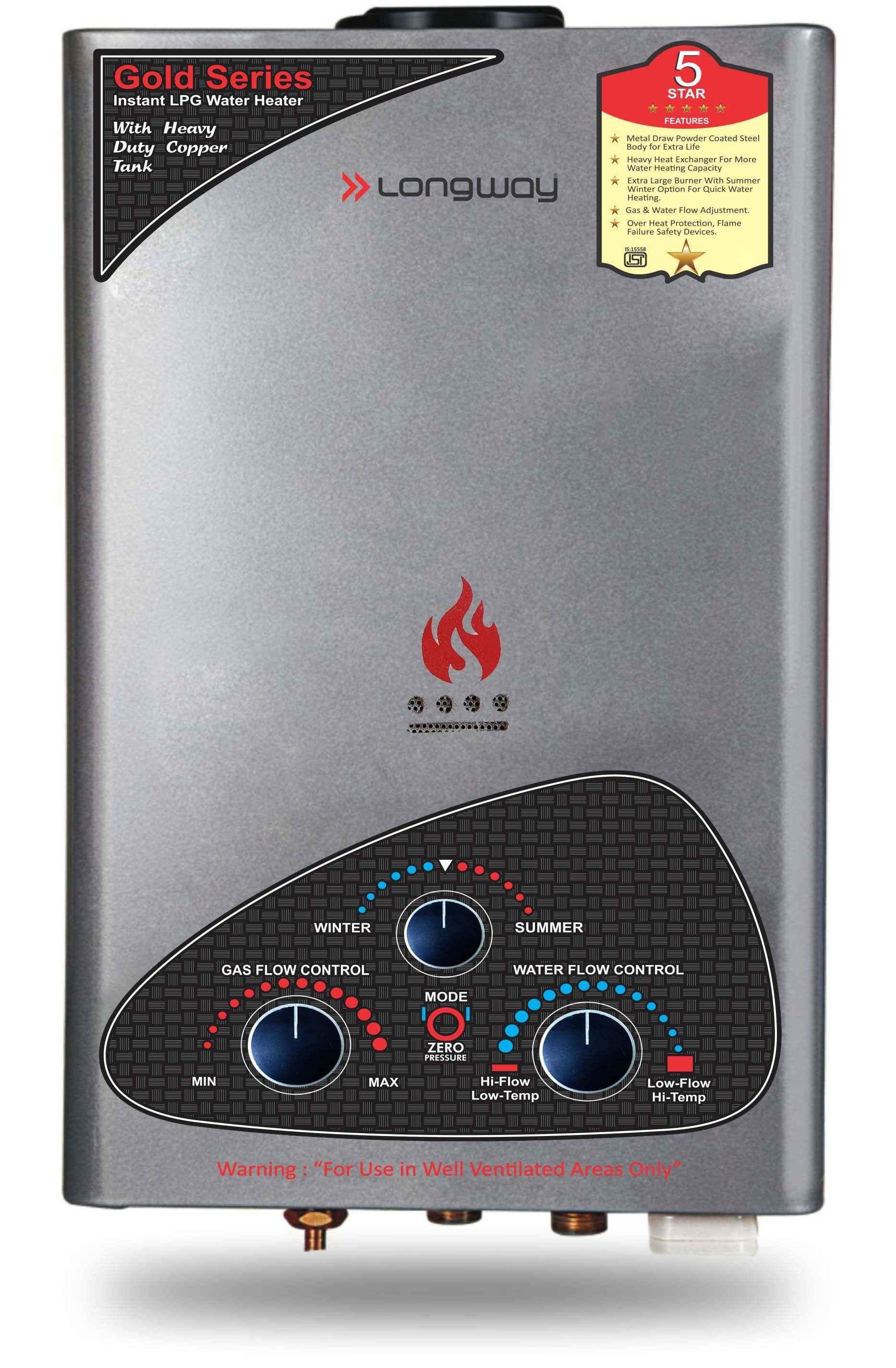 Buy Longway 7L Gas Silver Water Geyser, Xolo Gold Dlx Online At Price ₹3359