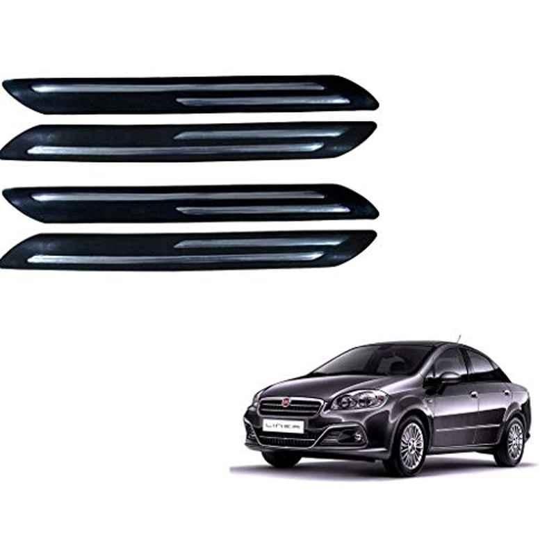 Kozdiko 4 Pcs PVC Black Double Chrome Finish Car Bumper Protector Set for Fiat Linea