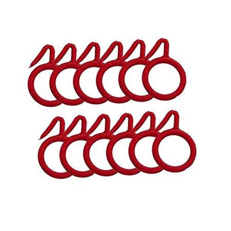 Smart Shophar 1.2 inch Plastic Red Nemani Curtain Ring, SHA60CR-NEMA-RD1.25-P12 (Pack of 12)