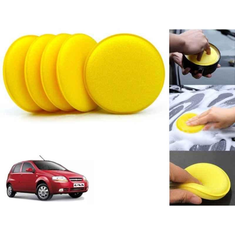 Auto Pearl Polyurethane Beige Washing & Waxing Polish Foam Sponge for Aveo (Pack of 5)