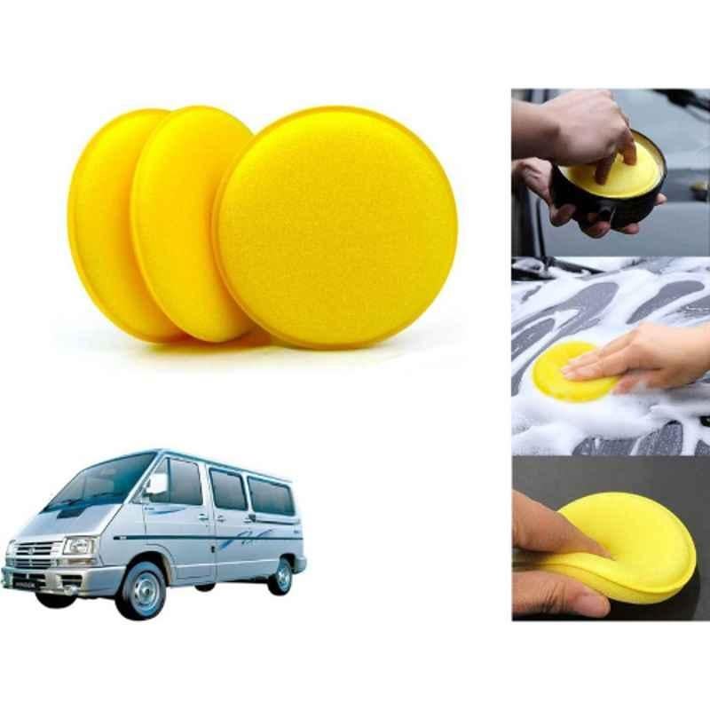 Auto Pearl Polyurethane Beige Washing & Waxing Polish Foam Sponge for Winger (Pack of 3)