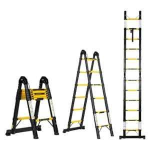 Corvids 12 Step 12.5 ft Iron & Carbon Steel A-Type Foldable Extension Telescopic Ladder, CCLT-D38IR
