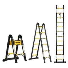 Corvids 12 Step 12.5 ft Iron & Carbon Steel A-Type Foldable Extension Telescopic Ladder, CCLT-D38IR