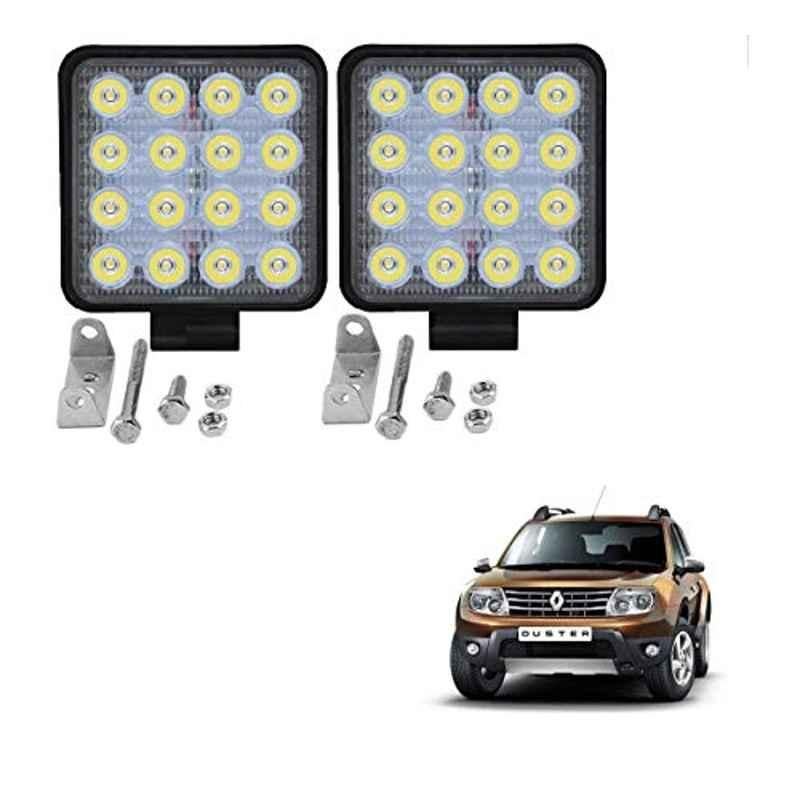 Kozdiko 2 Pcs 48W 16 LED White Bright Beam Square Fog Light Set for Renault Duster, koz_92611