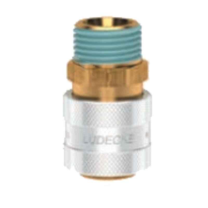Ludecke ESK14AB R 1/4 Single Shut-off Tapered Male Thread Quick Connect Coupling