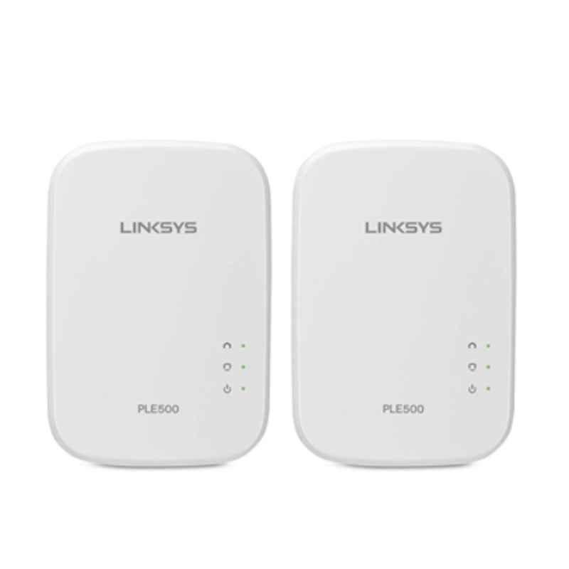 Linksys 500 Mbps White Powerline Wired Network Expansion Kit, PLEK500-ME