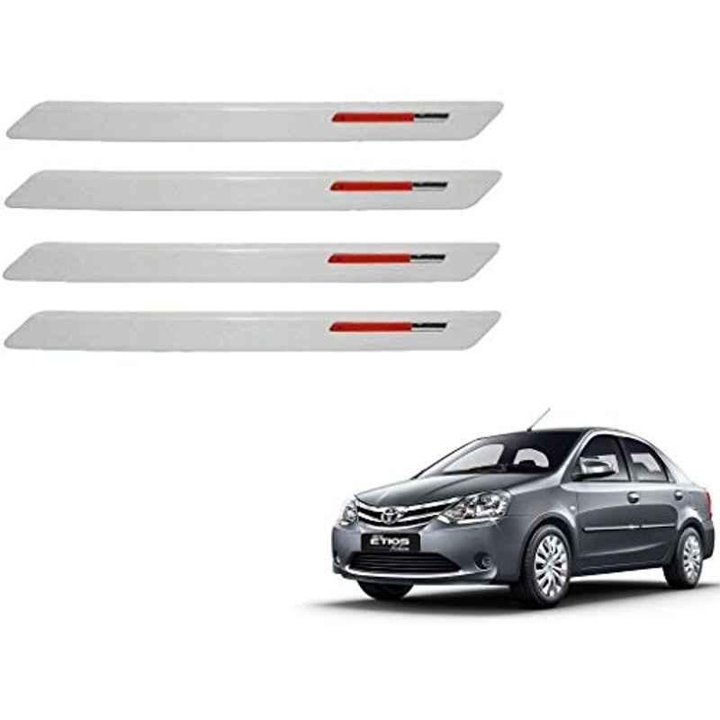 Kozdiko 4 Pcs White & Red Designer Car Bumper Protector Set for Toyota Etios, KOZ-65737