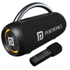 Portronics Radiant 2 30W Bluetooth v5.3 Black Wireless Speaker with Aluminium Handle & Wireless Karaoke Mic, POR 2787