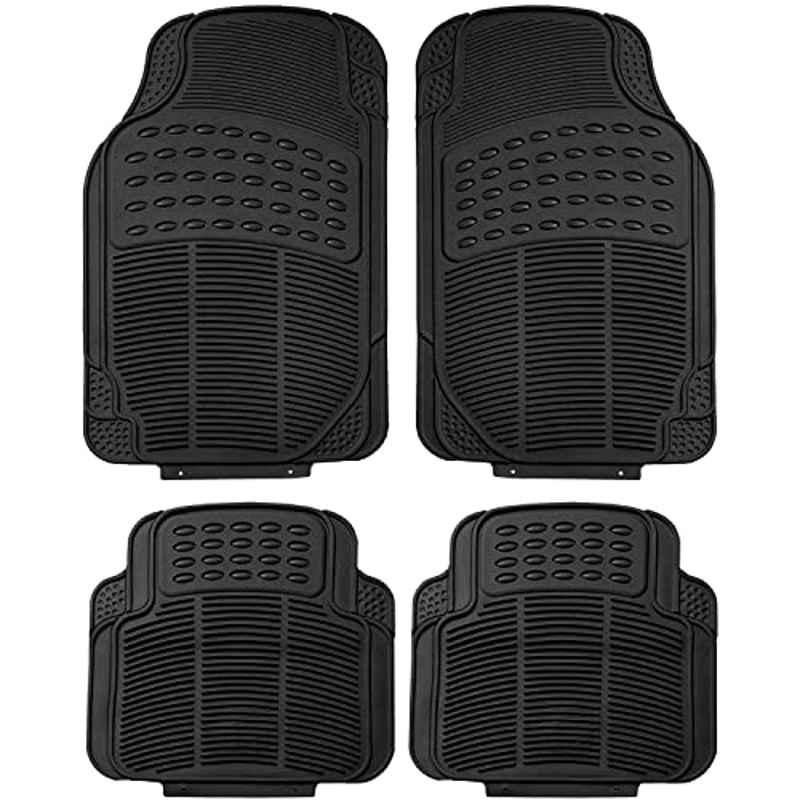 Kozdiko 4 Pcs Rubber Black Car Simple Floor Mat Set for Maruti Suzuki Baleno (2022-Present)