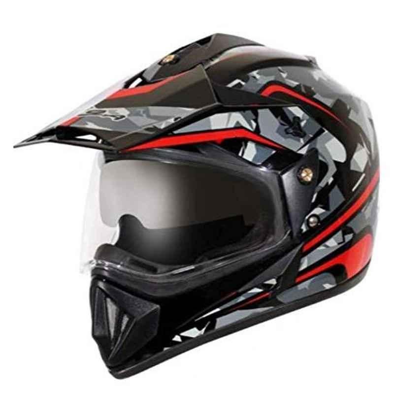 Vega Large Size Black and Silver Off Road D/V Camo Full Face Helmet