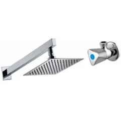 Senkiddpro Triangle Stainless Steel Chrome Finish Wall Mounted Angle Cock & 4x4 inch Square Overhead Shower Combo