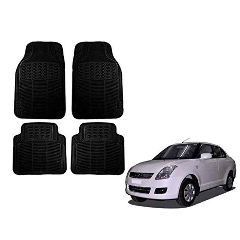 Kozdiko 4 Pcs Black Rubber Car Mat Set for Maruti Suzuki Swift Dzire