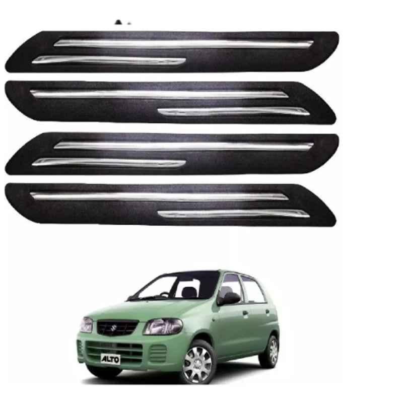 Sca Rubber Car Side Bumper Protector Guard with Double Chrome Strip for Honda Civic Old Model Black Set Of 4, SCA-SQE7IC